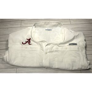 Alabama Crimson Tide Shirt XL Mens Columbia PFG Fishing White Vented Bama